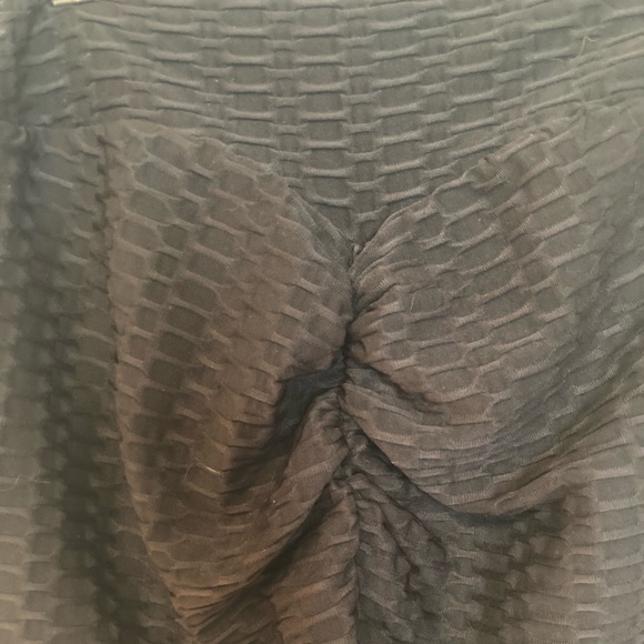 Black ribbed athletic leggings - Picture 3 of 4